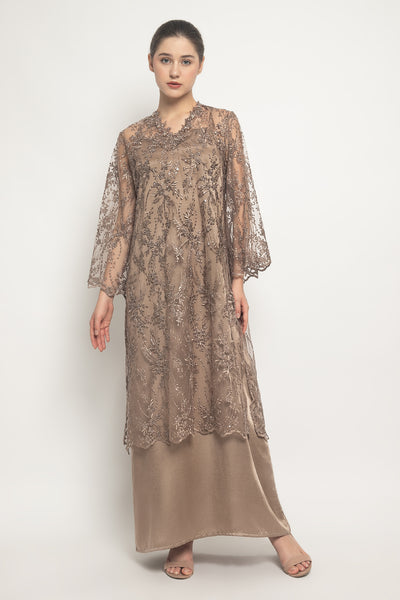 Aprili Dress in Nude Brown