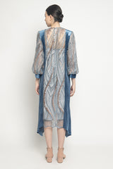 Radia Velvet Dress in Blue Denim