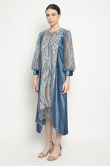 Radia Velvet Dress in Blue Denim