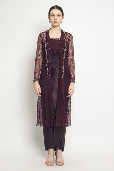 Gamila Kebaya Set in Burgundy