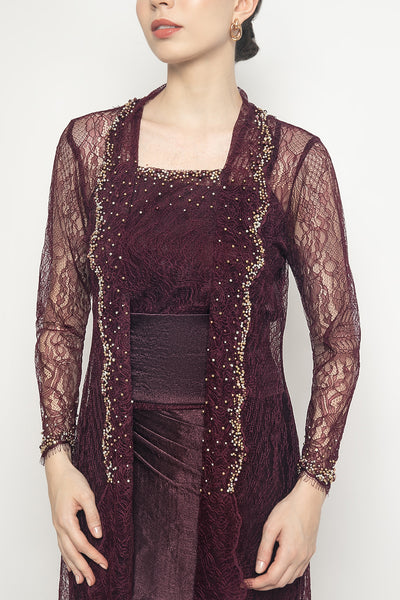 Gamila Kebaya Set in Burgundy