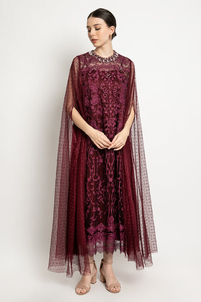 Zeba Dress in Maroon Burgundy