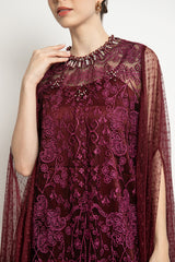 Zeba Dress in Maroon Burgundy