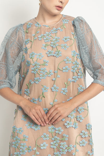 Sakura Midi Dress in Dusty Blue