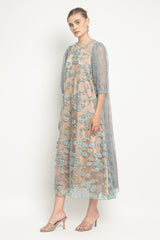 Sakura Midi Dress in Dusty Blue