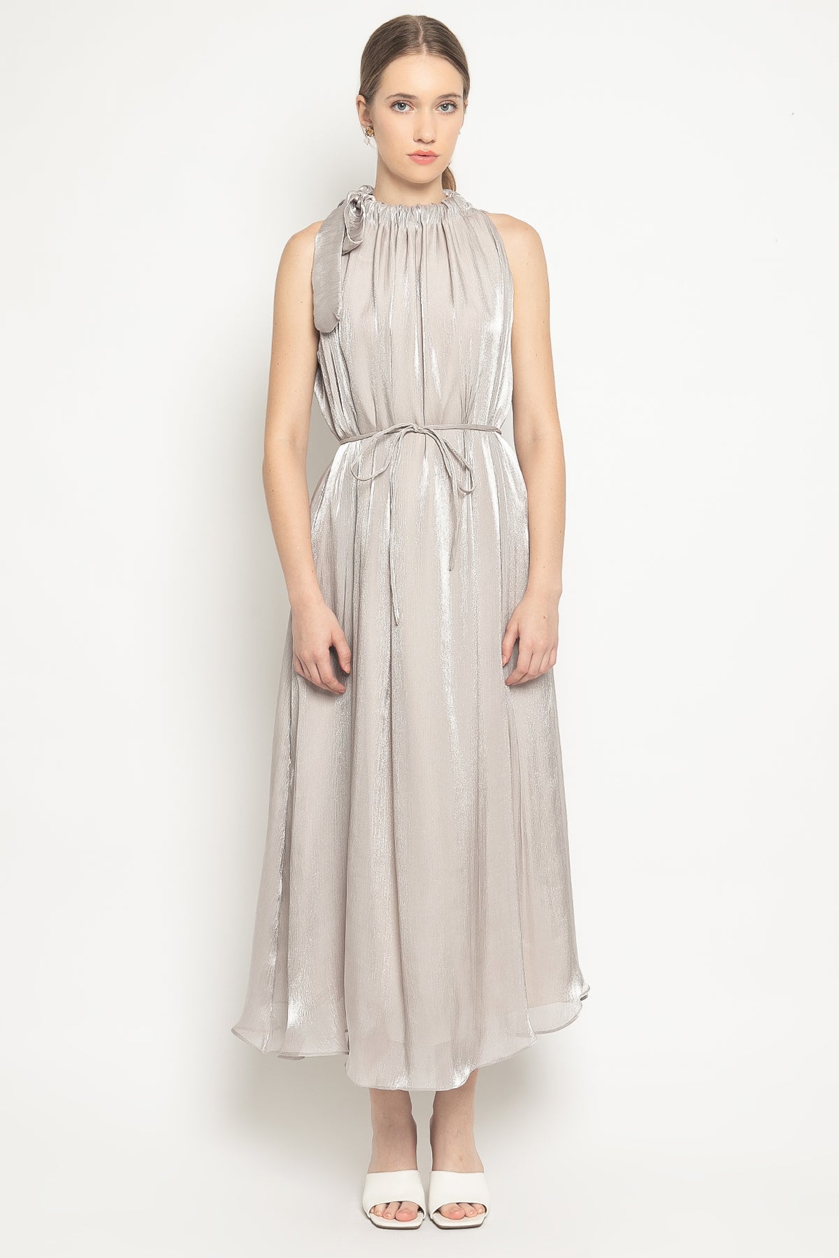 Dawn Halter Dress in Moonlight Silver