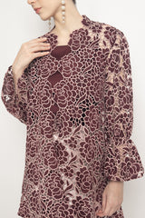 Hava Kebaya Top in Burgundy