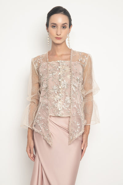 Inaya Kebaya Top in Ivory Pink