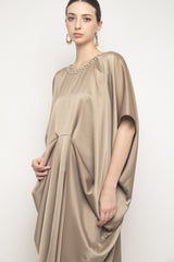 Calla Kaftan Dress in Dark Nude