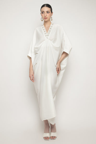 Zahra Kaftan Dress in Off White