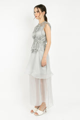 Yura Organza Dress in Grey
