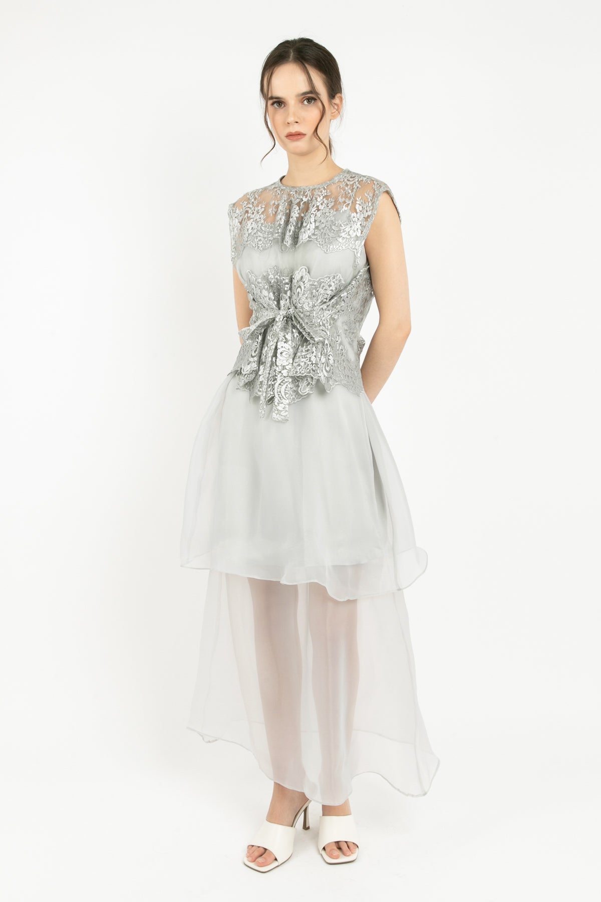 Yura Organza Dress in Grey