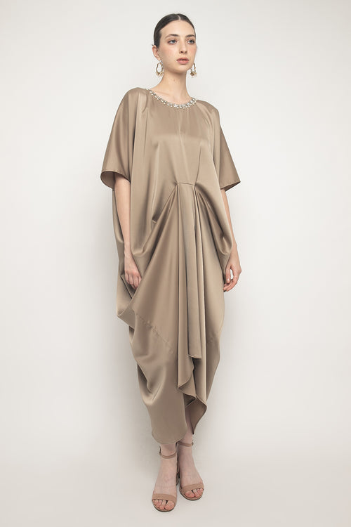 Nabila Kaftan Dress in Dark Nude