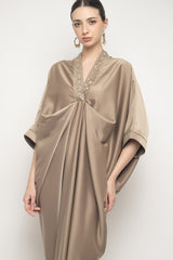 Zahra Kaftan Dress in Dark Nude