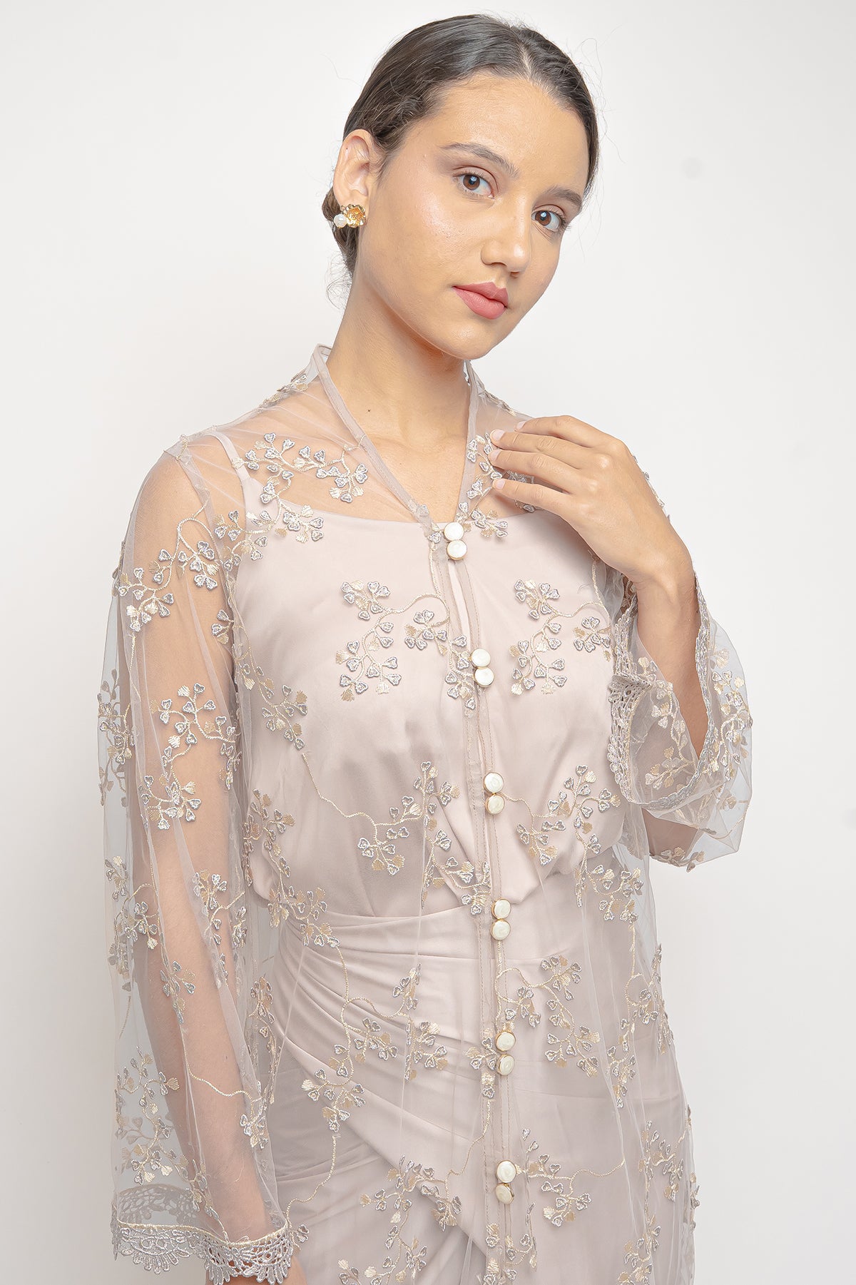 Raina Kebaya Top in Nude Pink