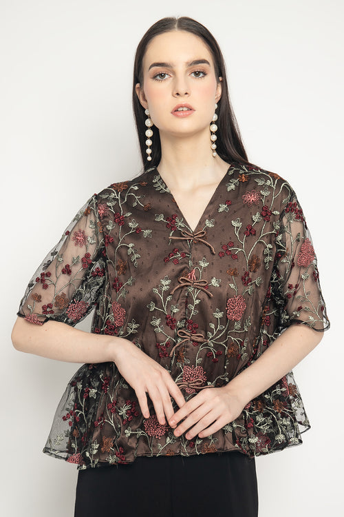 Belle Blouse in Black Brown