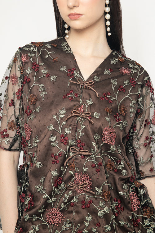 Belle Blouse in Black Brown