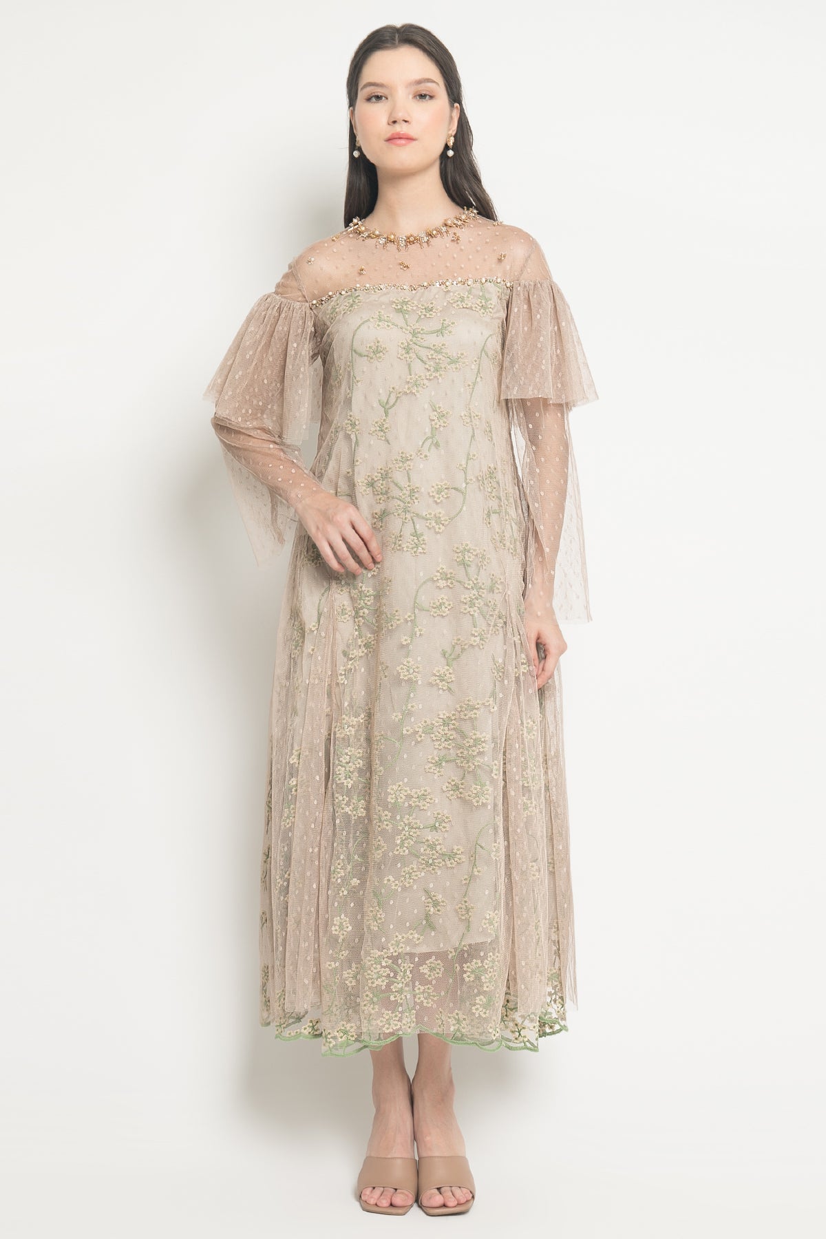 Delilah Dress in Cream Sage