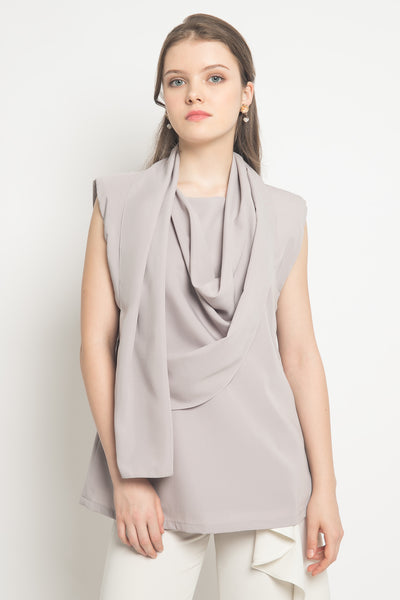 Sutton Scarf Top Gray