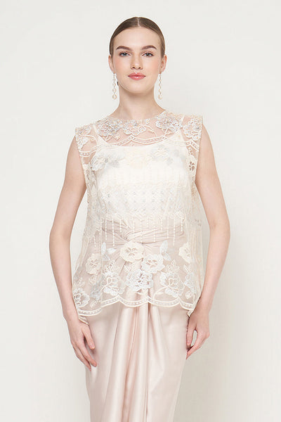 Ava Top in Ivory Silver