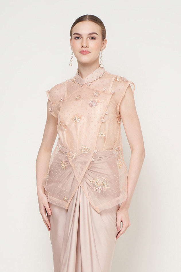 Amelie Top in Flower Peach Pink
