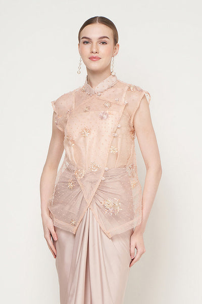 Amelie Top in Flower Peach Pink