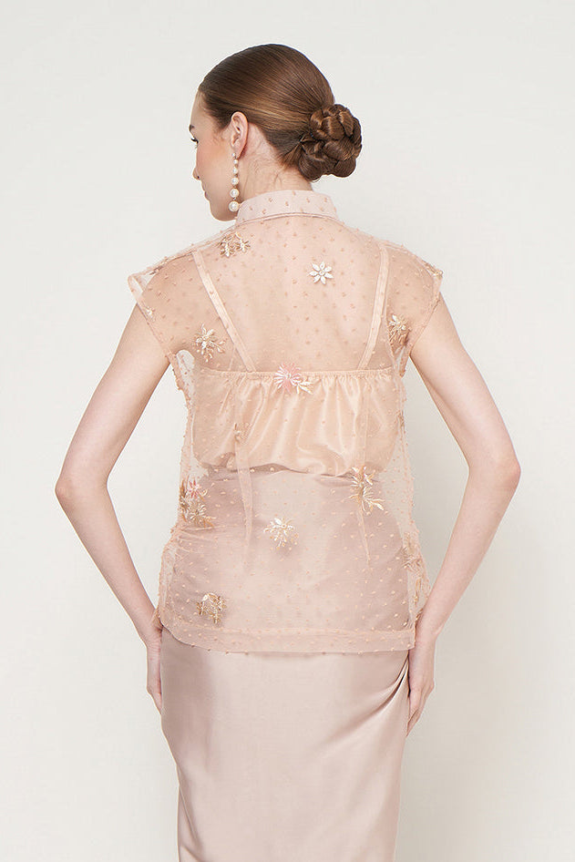 Amelie Top in Flower Peach Pink