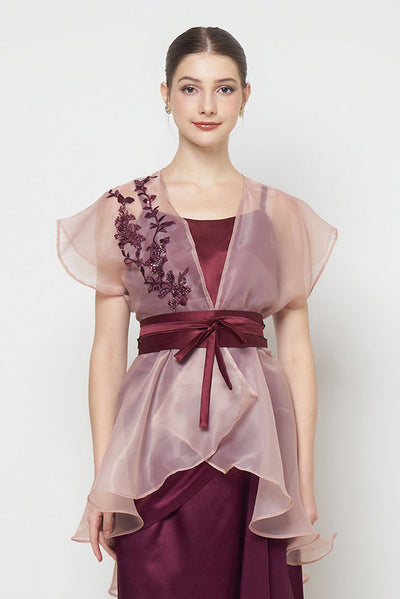 Kayle Outer Top in Nude Burgundy