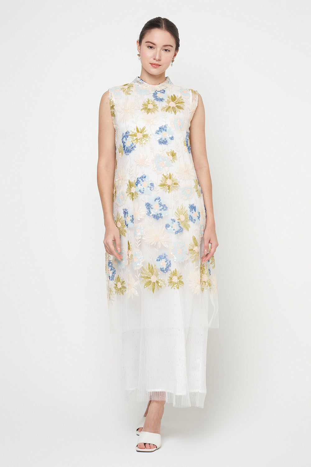 Constance Dress in Blue White