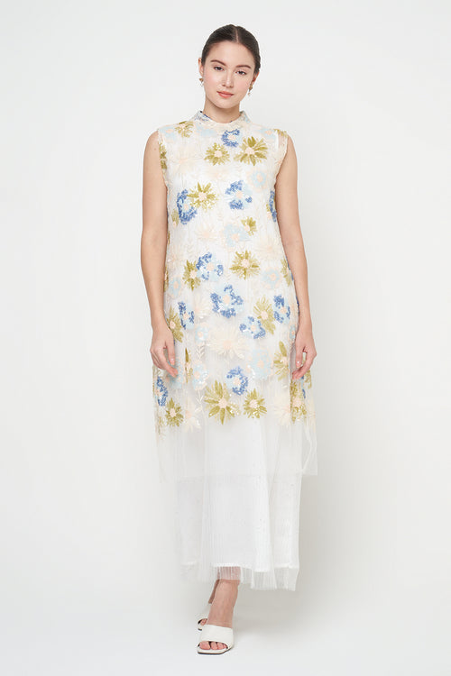 Constance Dress in Blue White