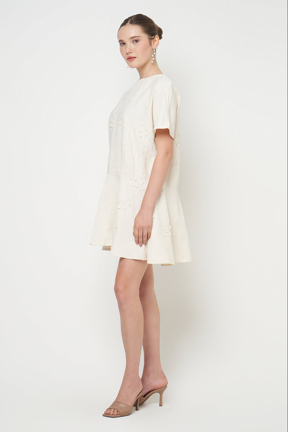Amelia Mini Dress in Ivory White