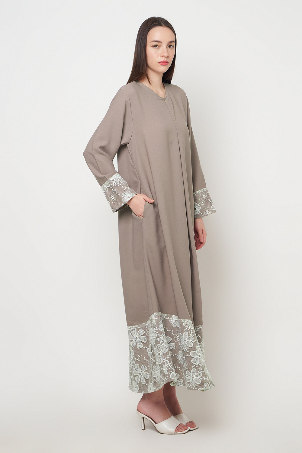 Raya Dress in Nude White