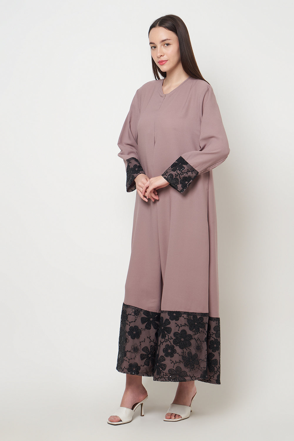 Raya Dress in Nude Black