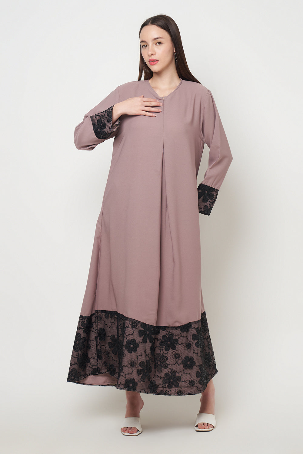 Raya Dress in Nude Black