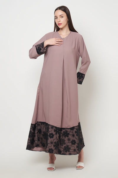 Raya Dress in Nude Black