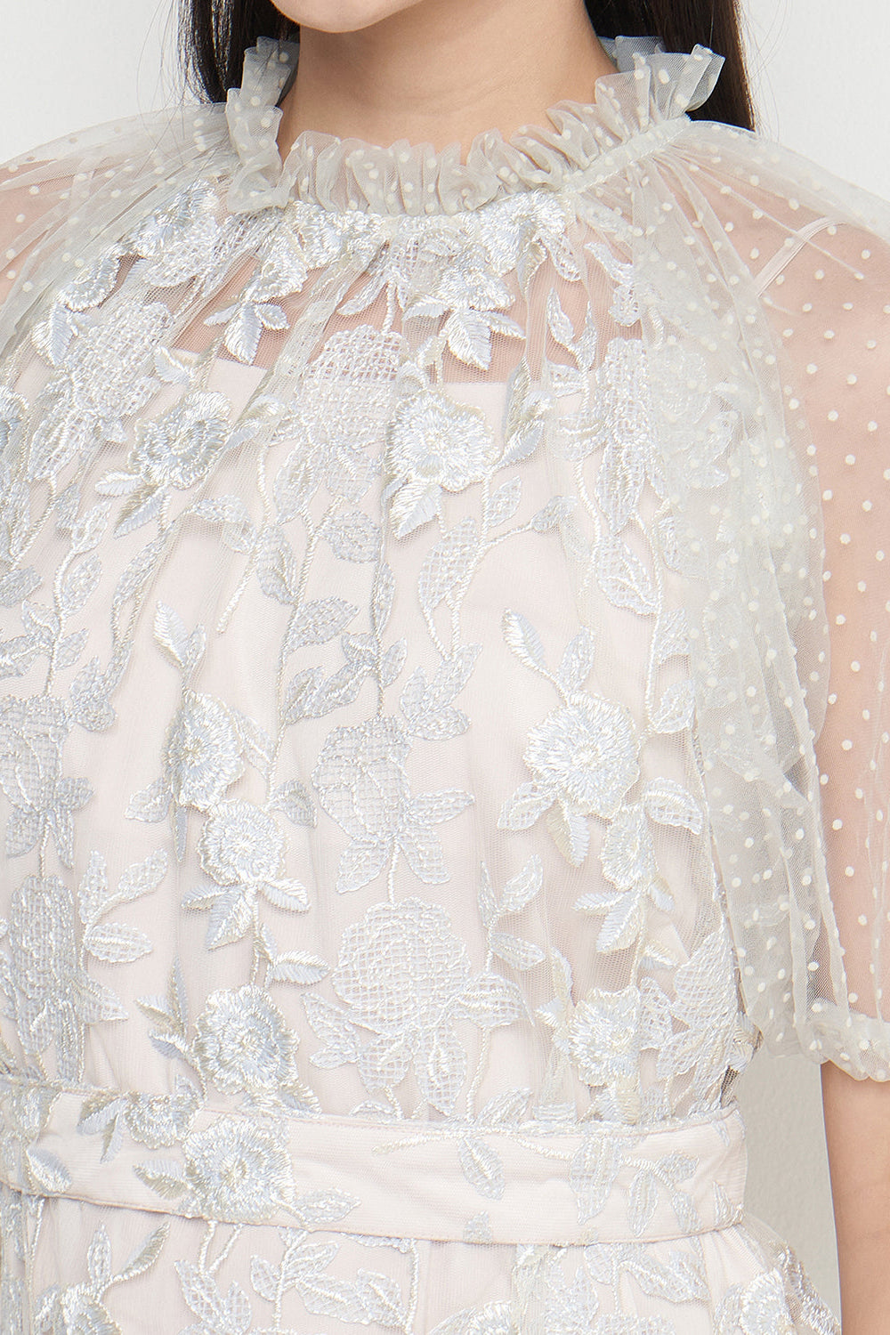 Luna Dress in Ivory Blue