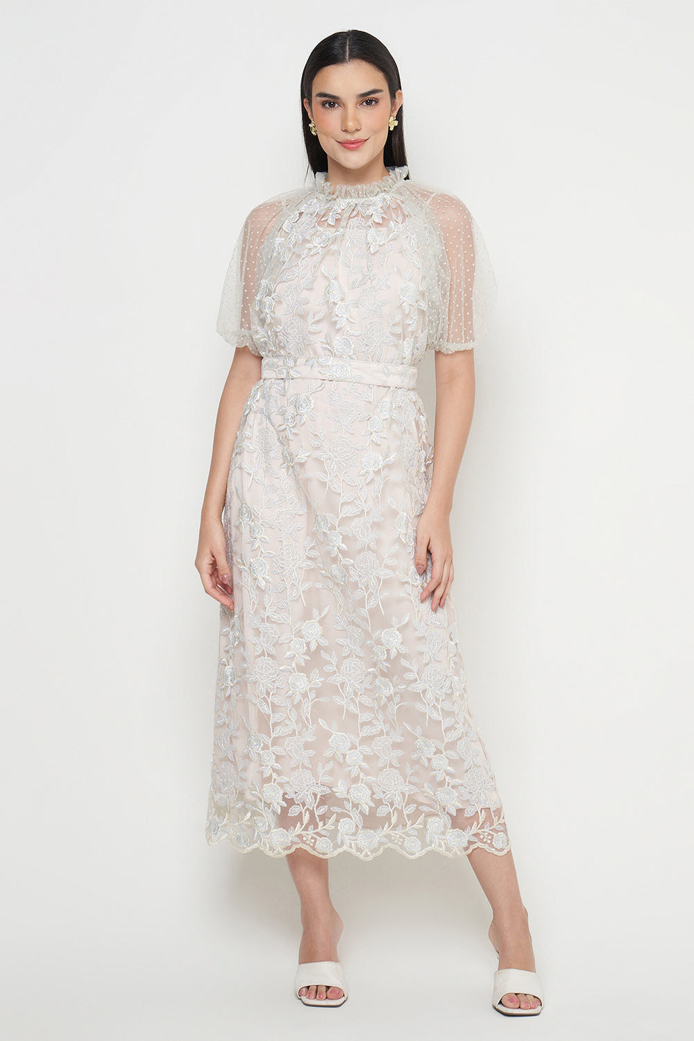 Luna Dress in Ivory Blue