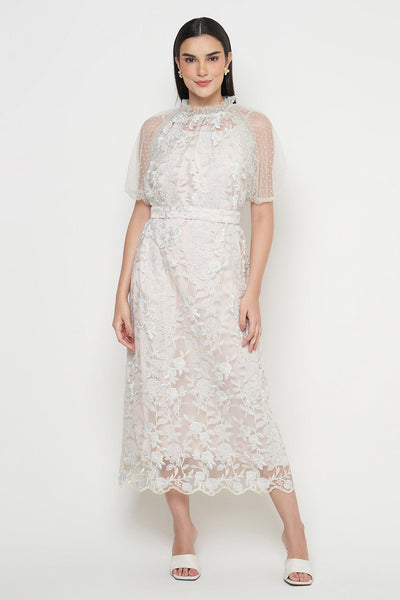 Luna Dress in Ivory Blue