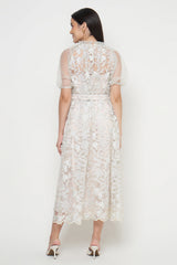 Luna Dress in Ivory Blue