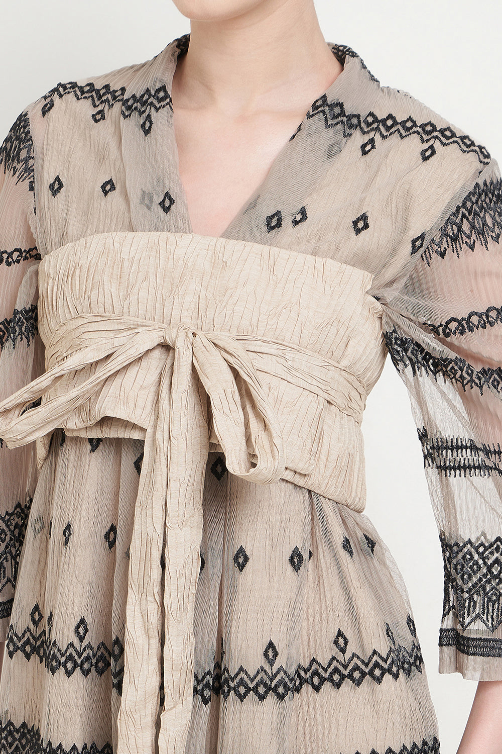 Dewita Kebaya Dress in Beige Black