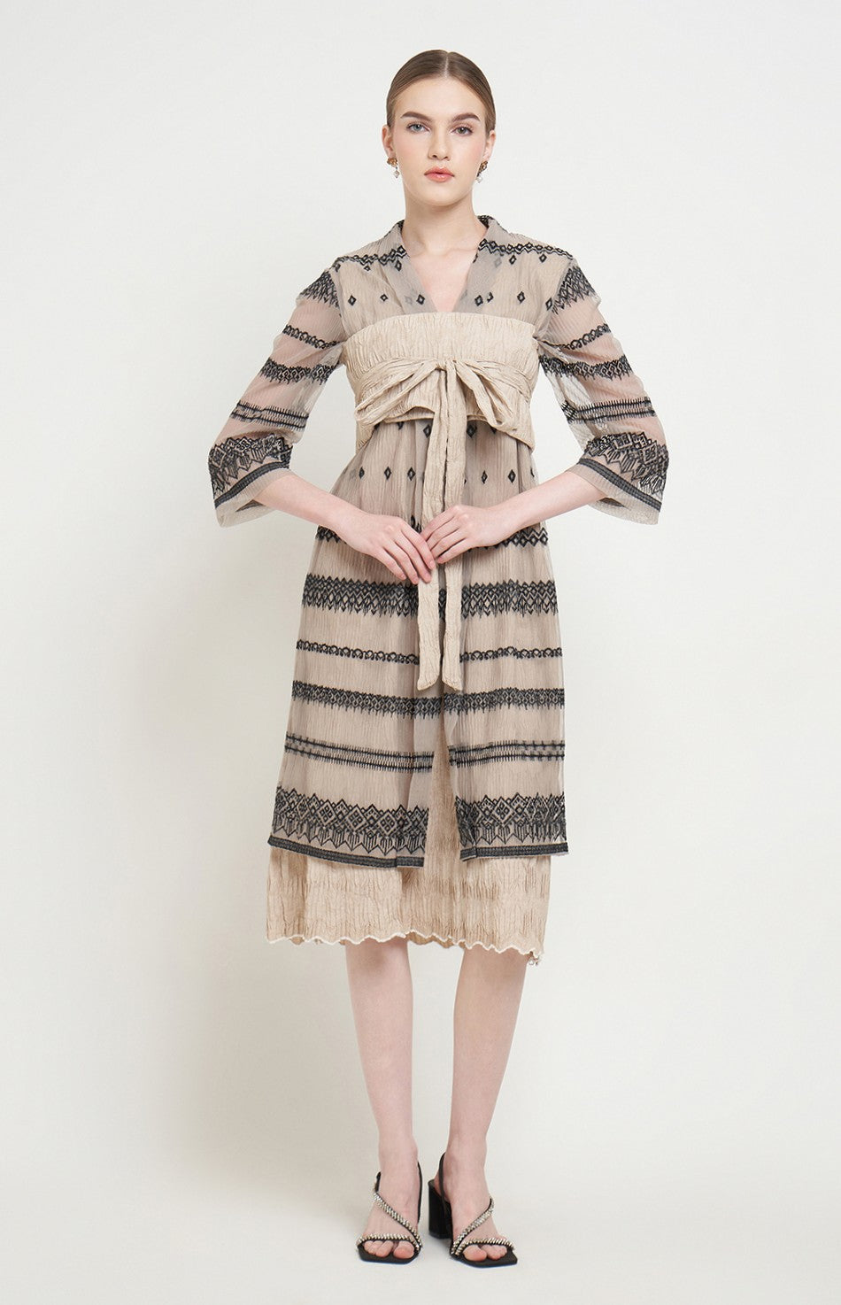 Dewita Kebaya Dress in Beige Black
