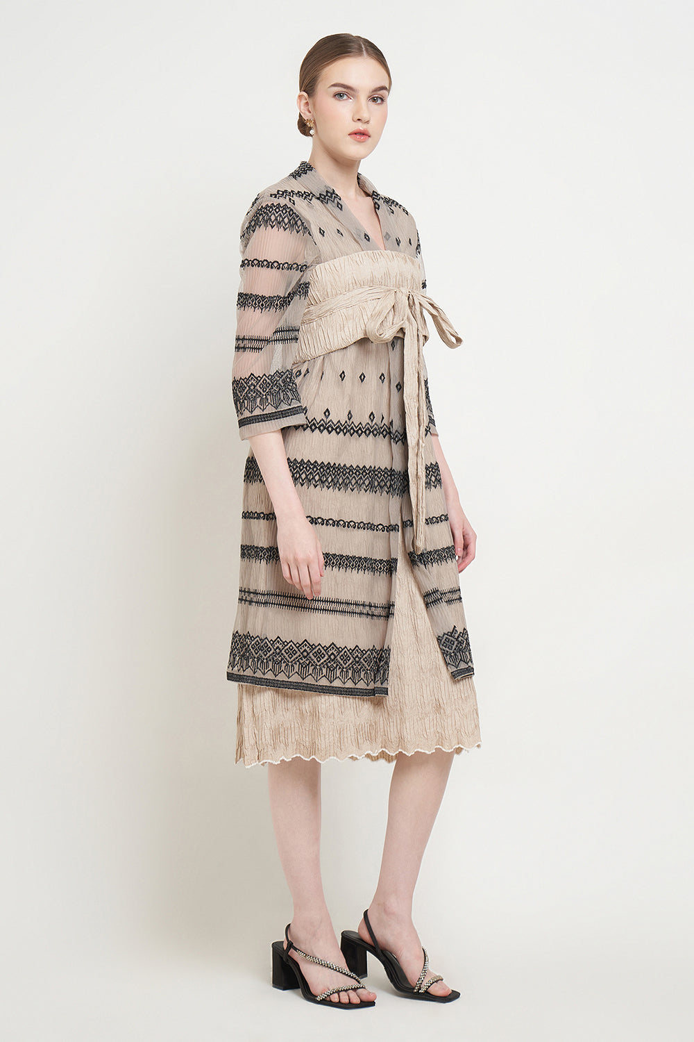 Dewita Kebaya Dress in Beige Black