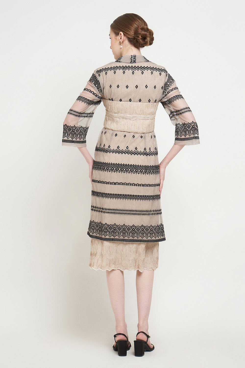 Dewita Kebaya Dress in Beige Black
