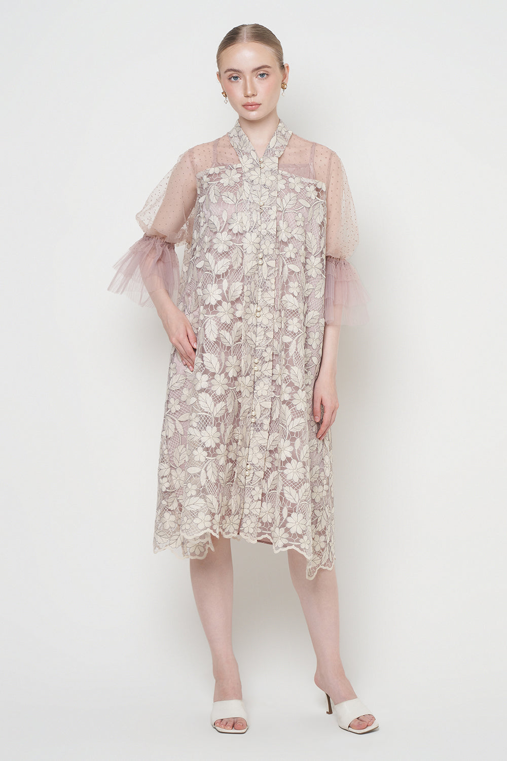 Mori Dress in Cream Mauve