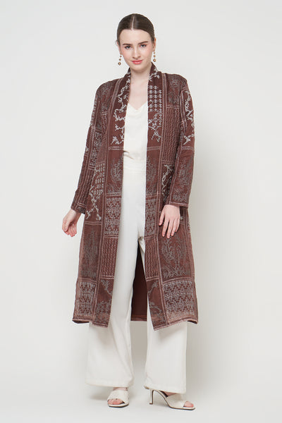 Noea Long Outer Top in Brown