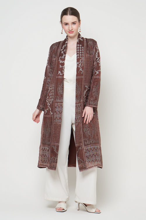 Noea Long Outer Top in Brown