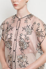 Petal Top in Nude Black