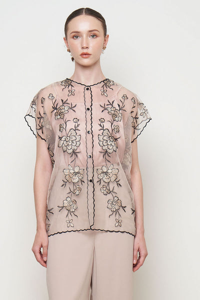 Petal Top in Nude Black