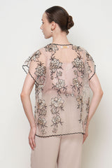 Petal Top in Nude Black