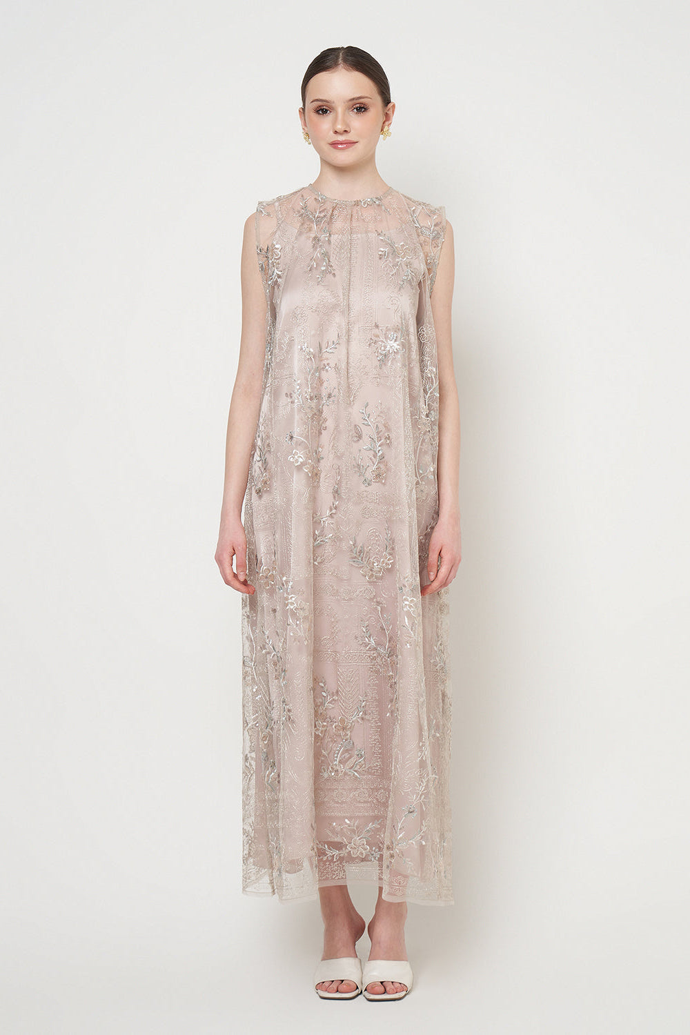 Eshal Dress in Nude Grey